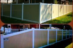Massey Fence Almond and White vinyl Fence